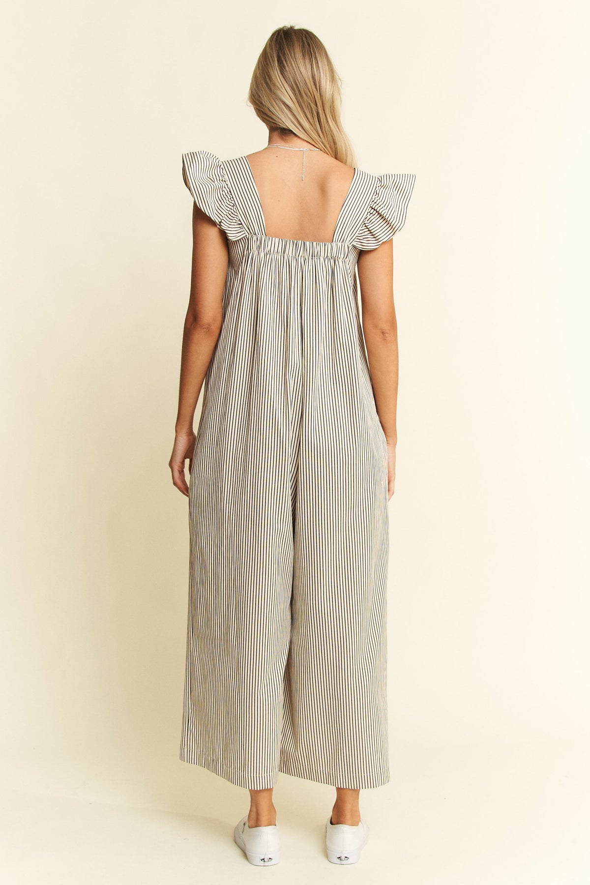 Jade By Jane Stripe Ruffle Jumpsuit