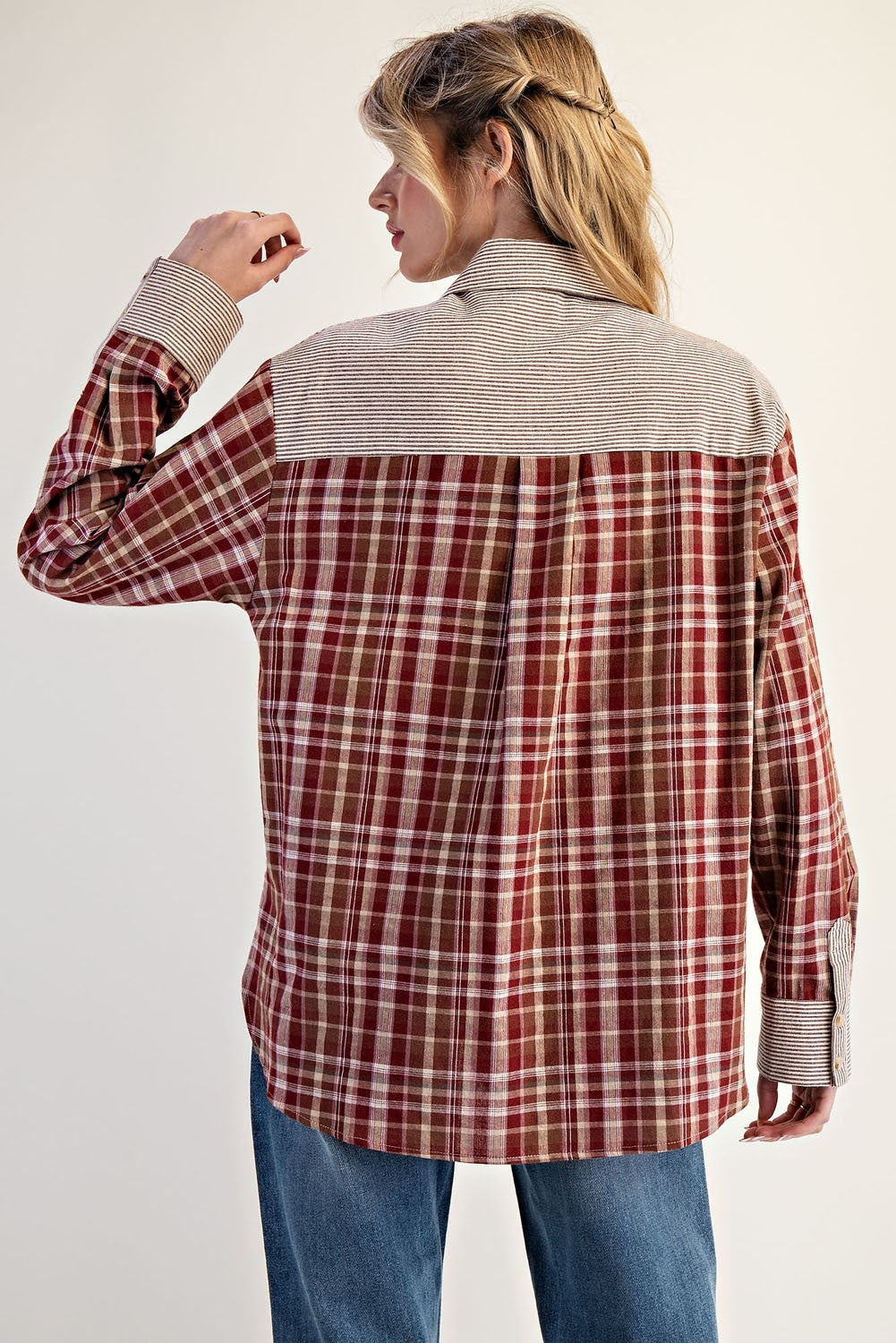 ee:some Striped Color Block Shirt