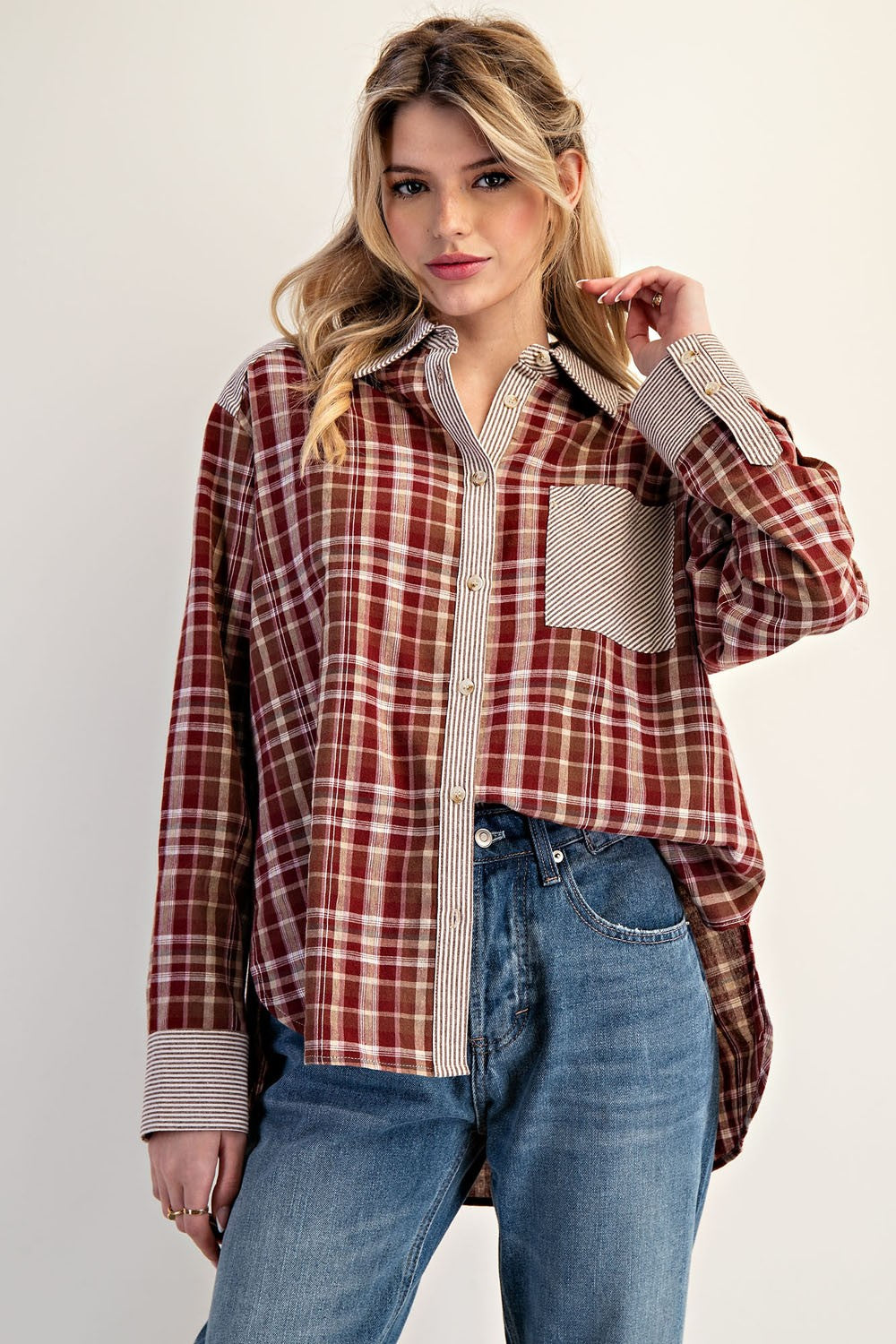 ee:some Striped Color Block Shirt