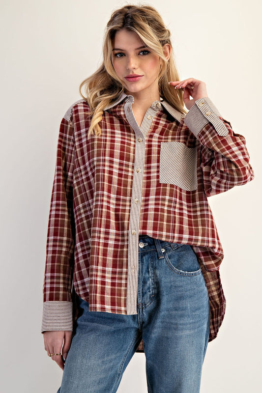 ee:some Striped Color Block Shirt