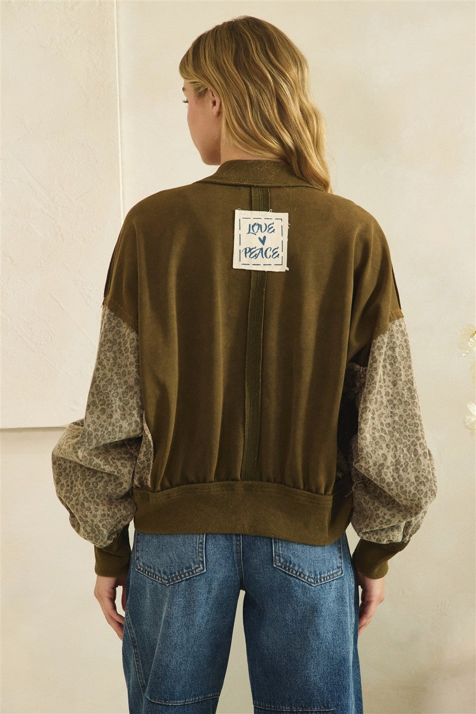 Oli & Hali Washed Leopard Print Bomber Jacket