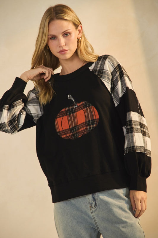 Oddi Plaid Pumpkin Graphic Sweatshirt