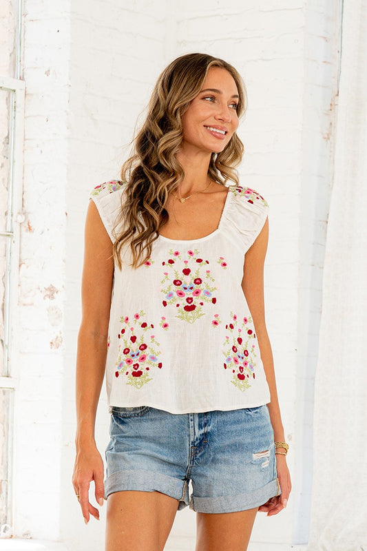 Sew In Love Floral Embroidered Top