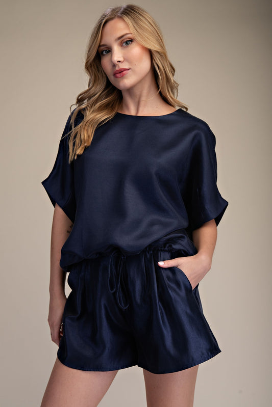 Glam Round Neck  Short Sleeve Top