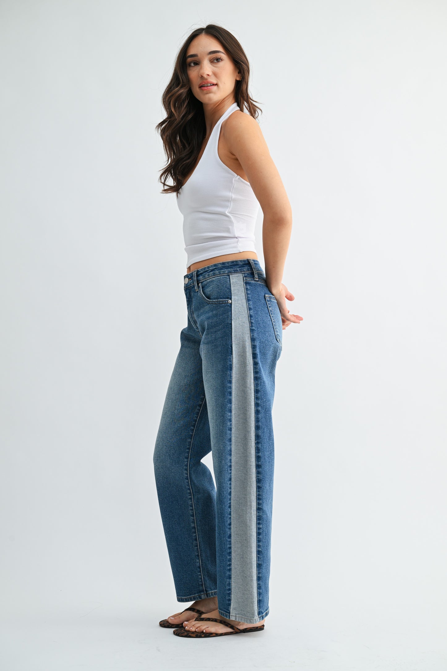 Just Black Contrast Straight Jeans