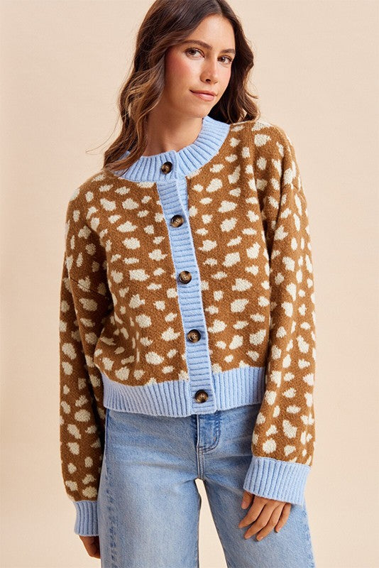 Anniewear Deer Jacquard Chunky Cardigan