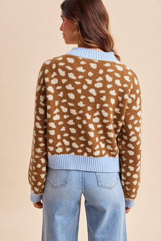 Anniewear Deer Jacquard Chunky Cardigan