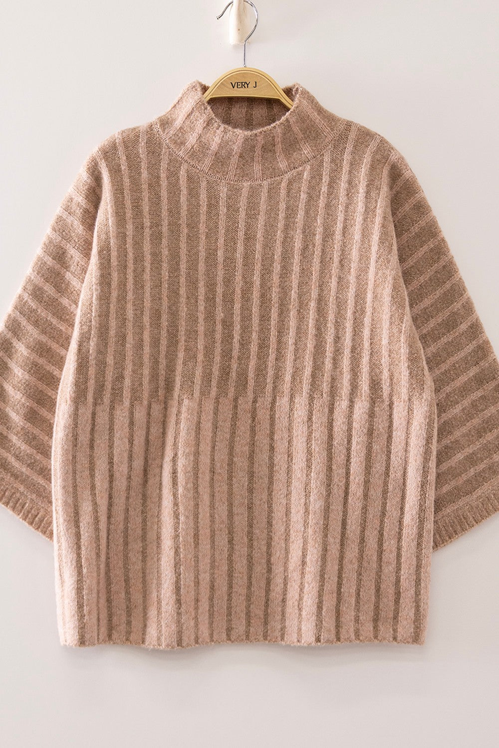 New In Ribbed Mock Neck Sweater