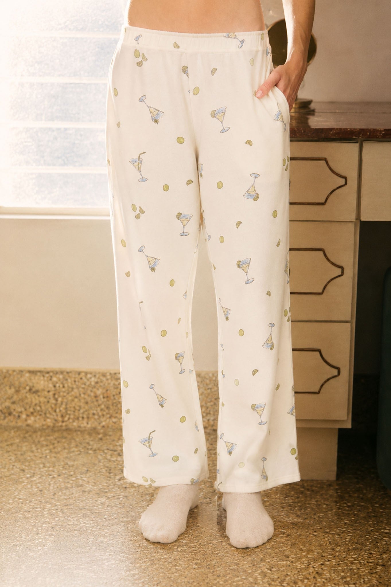 JOA Martini Motif Knit Lounge Pants