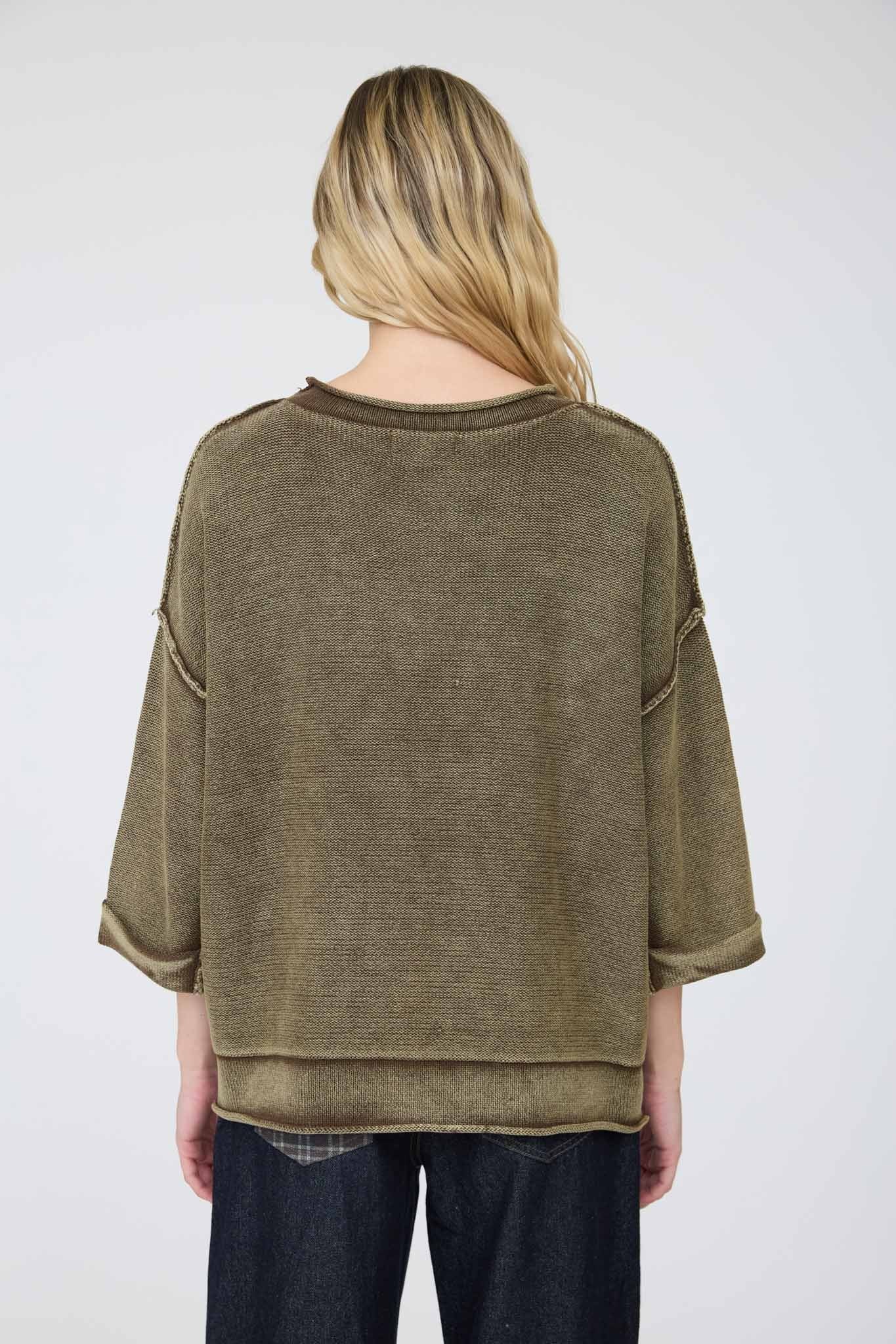 JOA Boat Neck Short Sleeve Sweatshirt