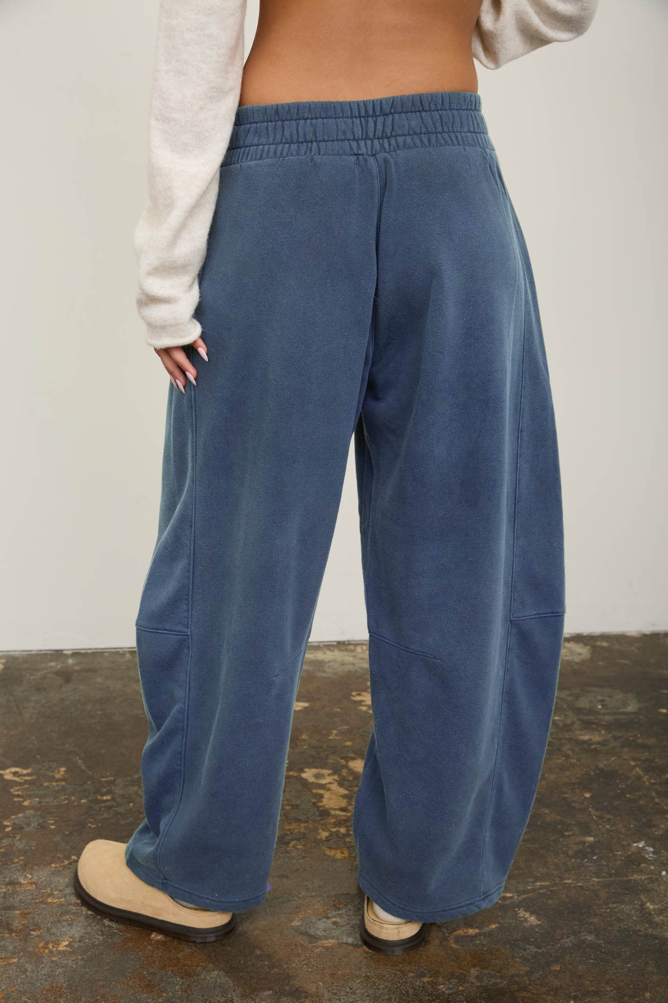 JOA Smocked Waist Wide Leg Barrel Pants