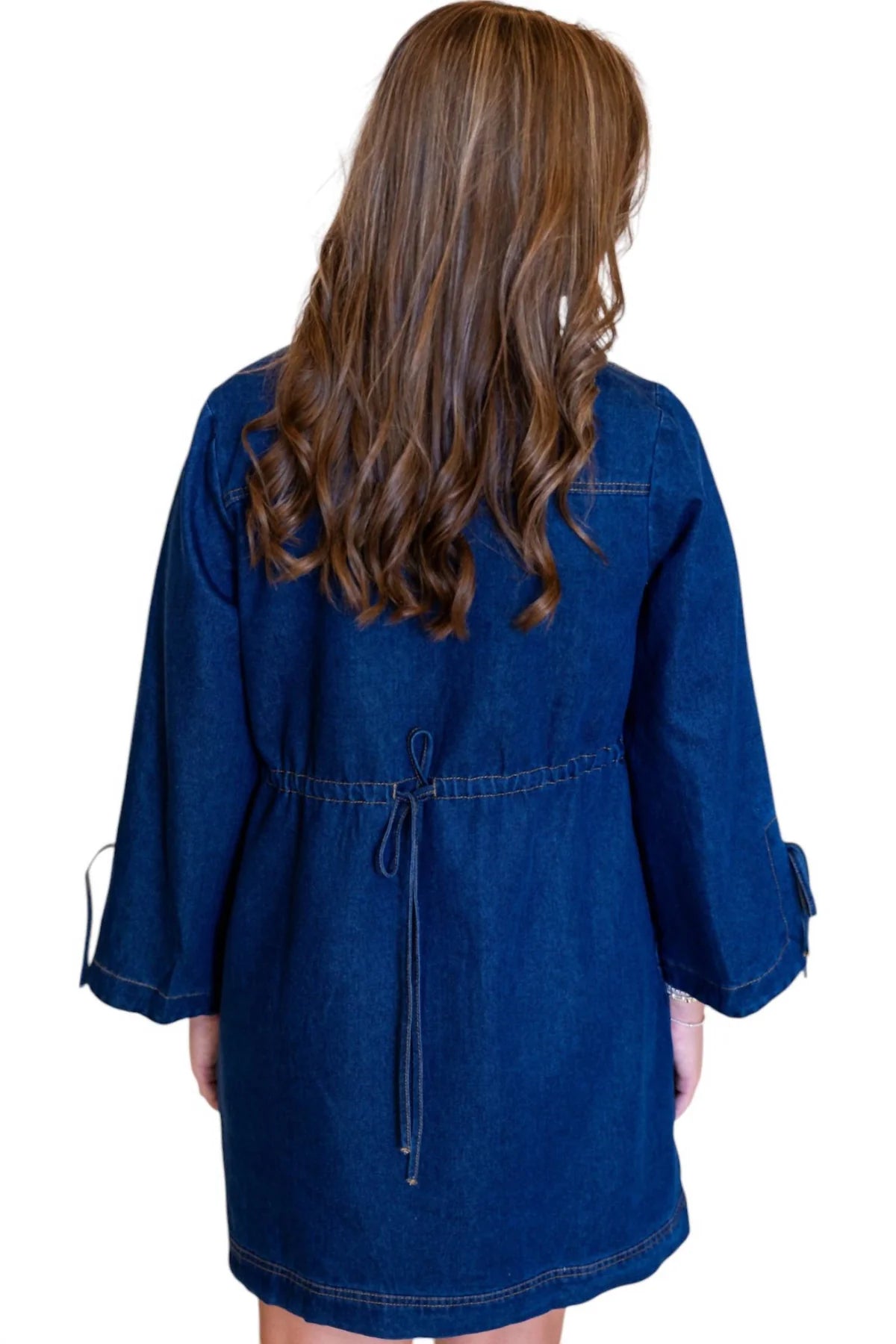 Entro Denim Dress W/Slit Sleeves & Cinch Waist With Tie Back – The Clothing Loft Boutique