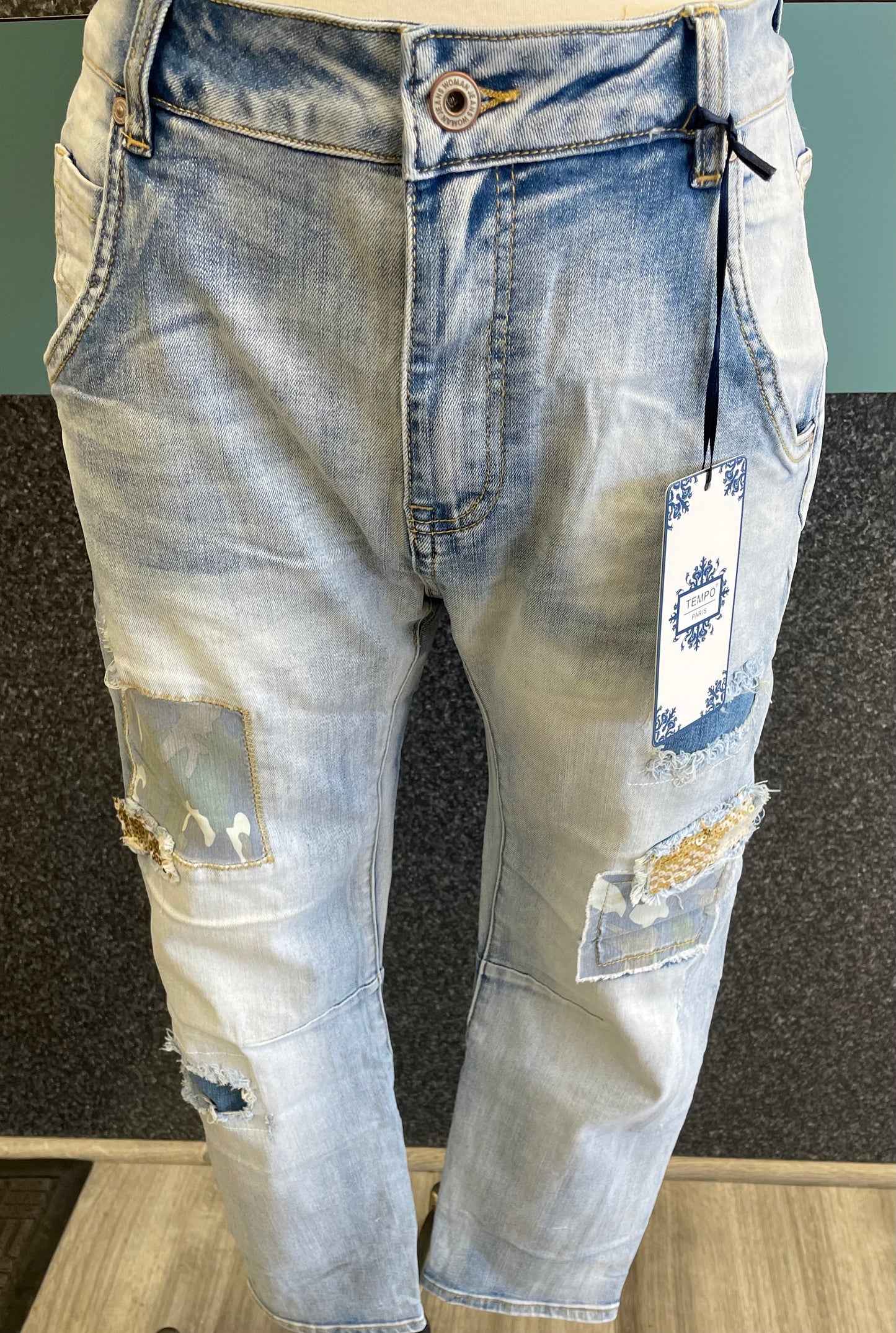 Tempo Paris Patchwork Jeans