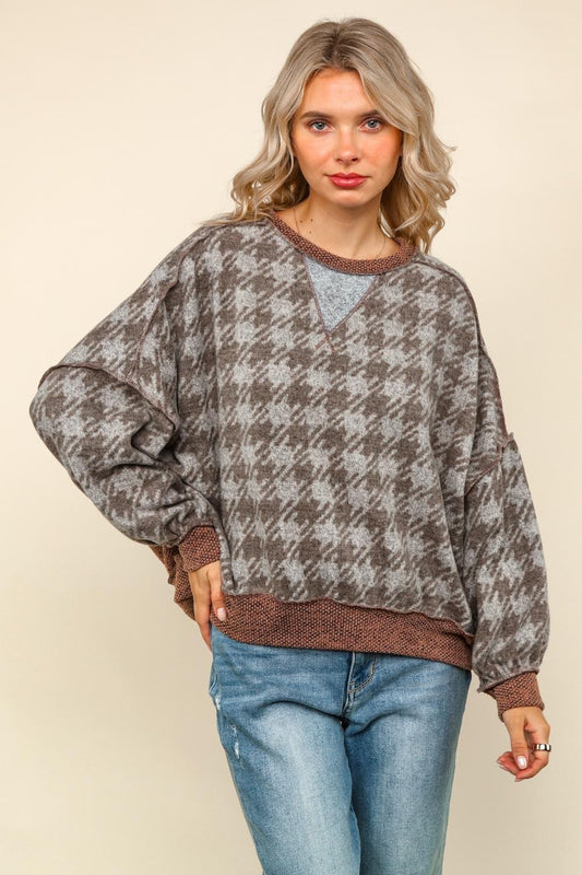 Haptics Pullover Knit Top With Reverse Stitches Detail