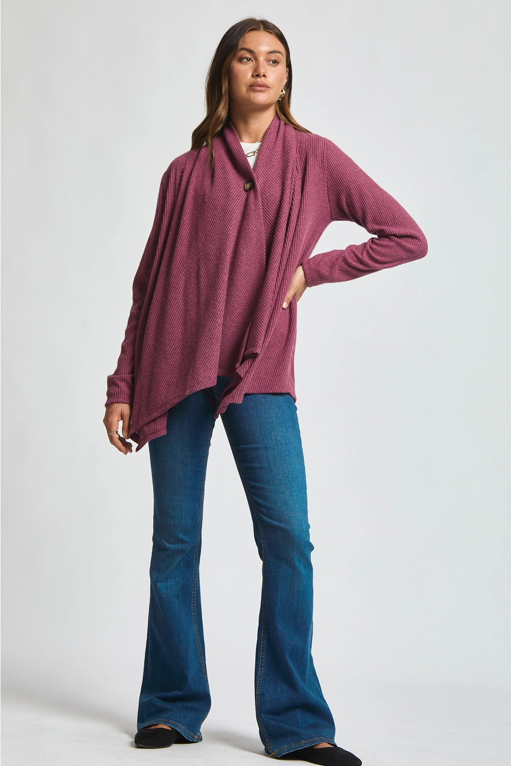 Dear Scarlett Wrap Top W/ Button Front