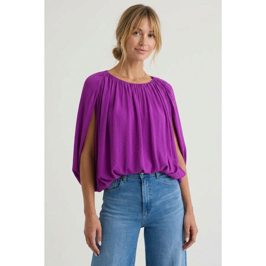 Naked Zebra Grecian Drape Bubble Blouse