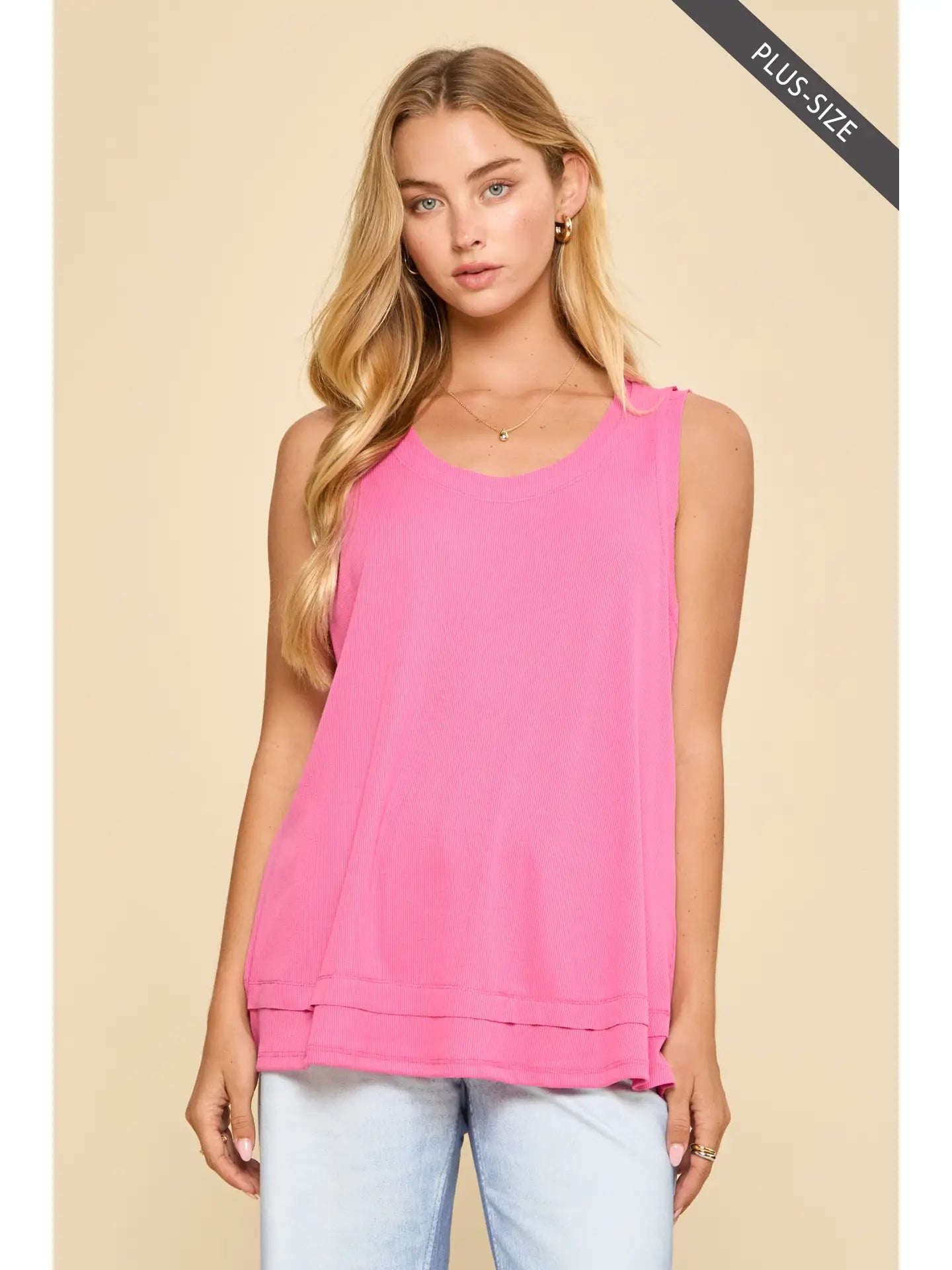 Andree By Unit  Plus Size Baby Ribbed Knit Tank Top