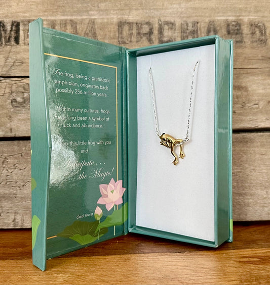 Carol Young Silver Frog On Branch Necklace