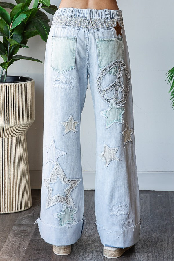 Oli & Hali Star Patchwork Detail Denim Jeans