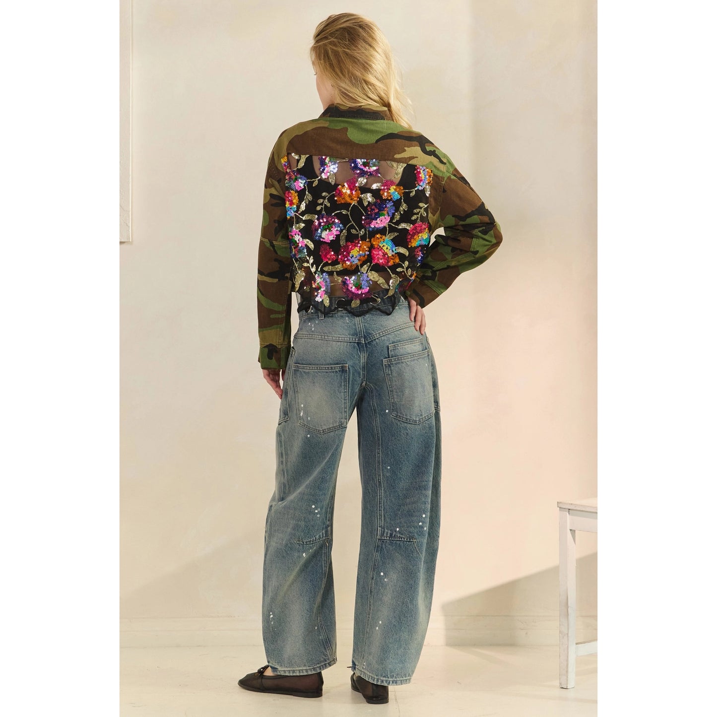 Veveret Camo Sequin Jacket