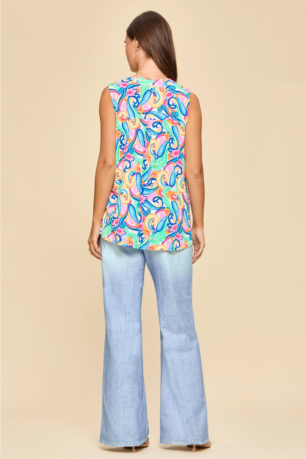 Dear Scarlett Colorful Abstract Print Sleeveless Tank