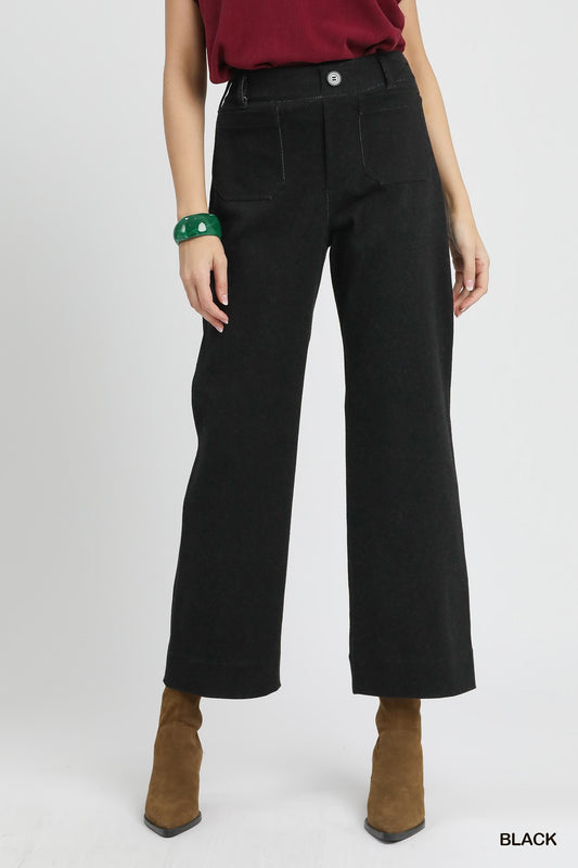 Umgee Wide Leg Denim Pants