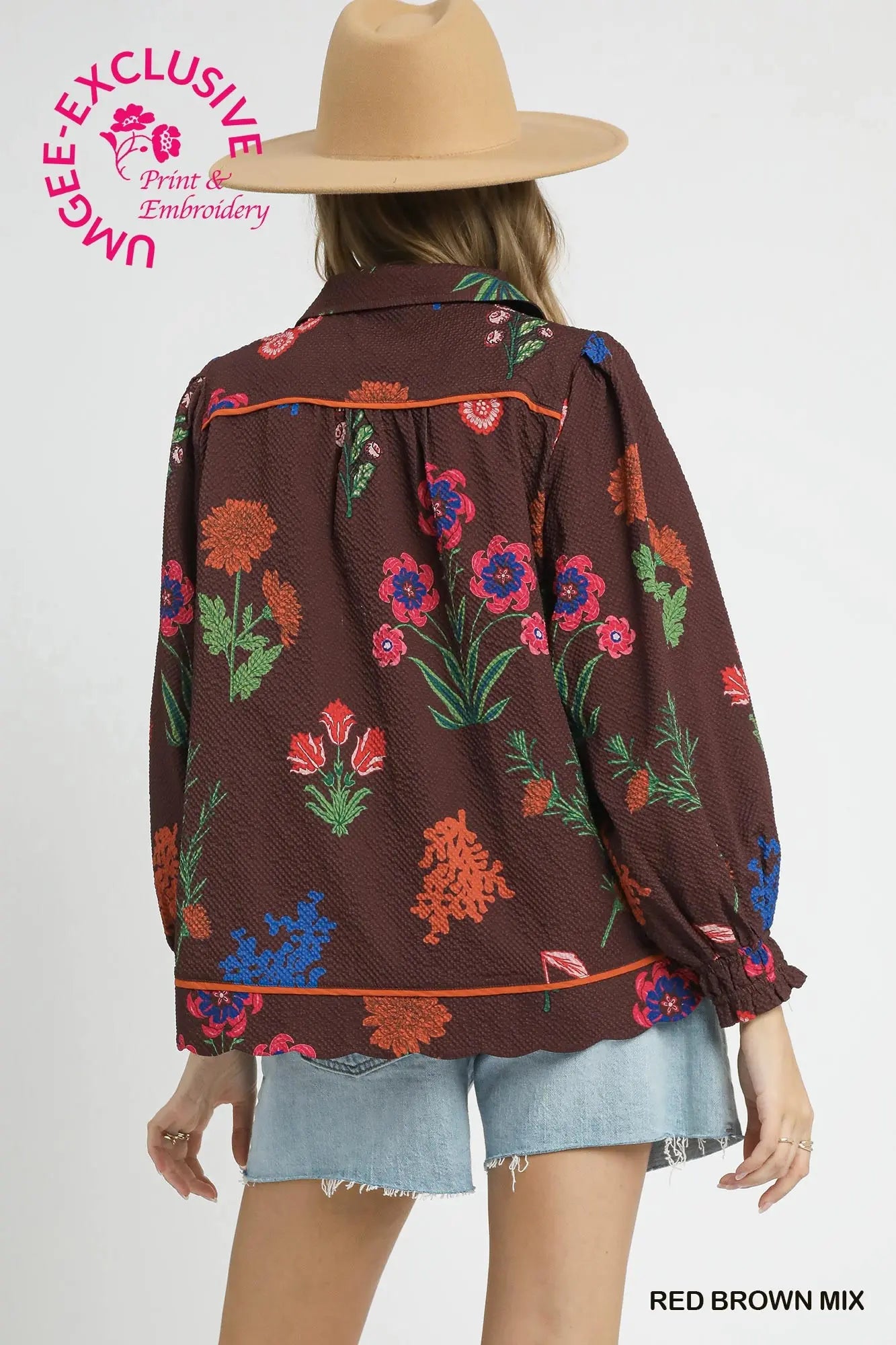 Umgee Print Textured Fabric Top