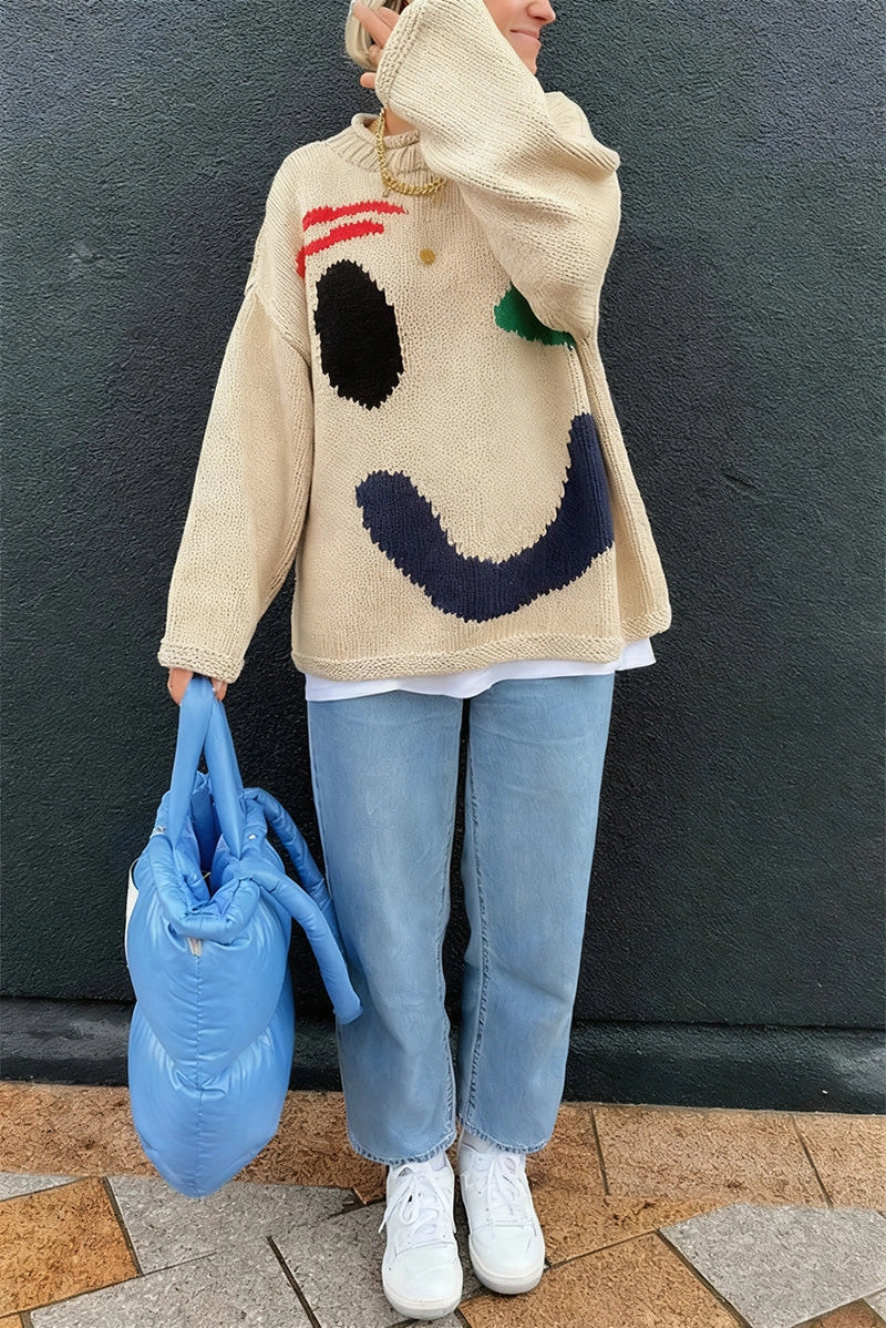 Mccolin Playful Face Knit Sweater