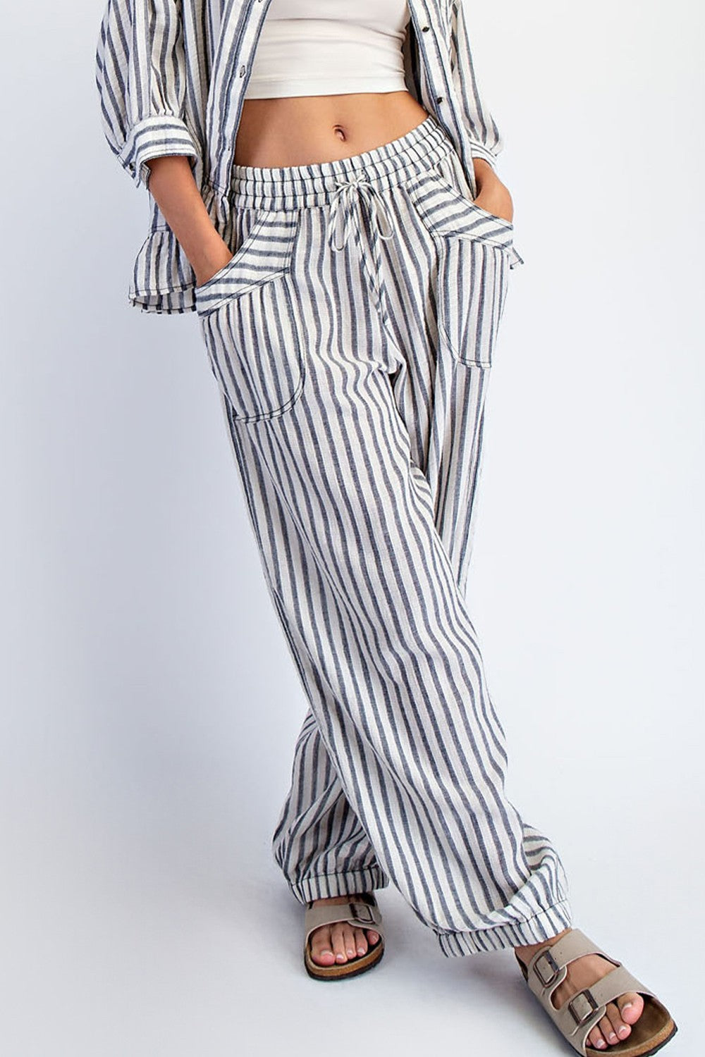 Cotierra  Stripe Soft Washed Linen Pants