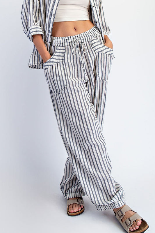 Cotierra  Stripe Soft Washed Linen Pants
