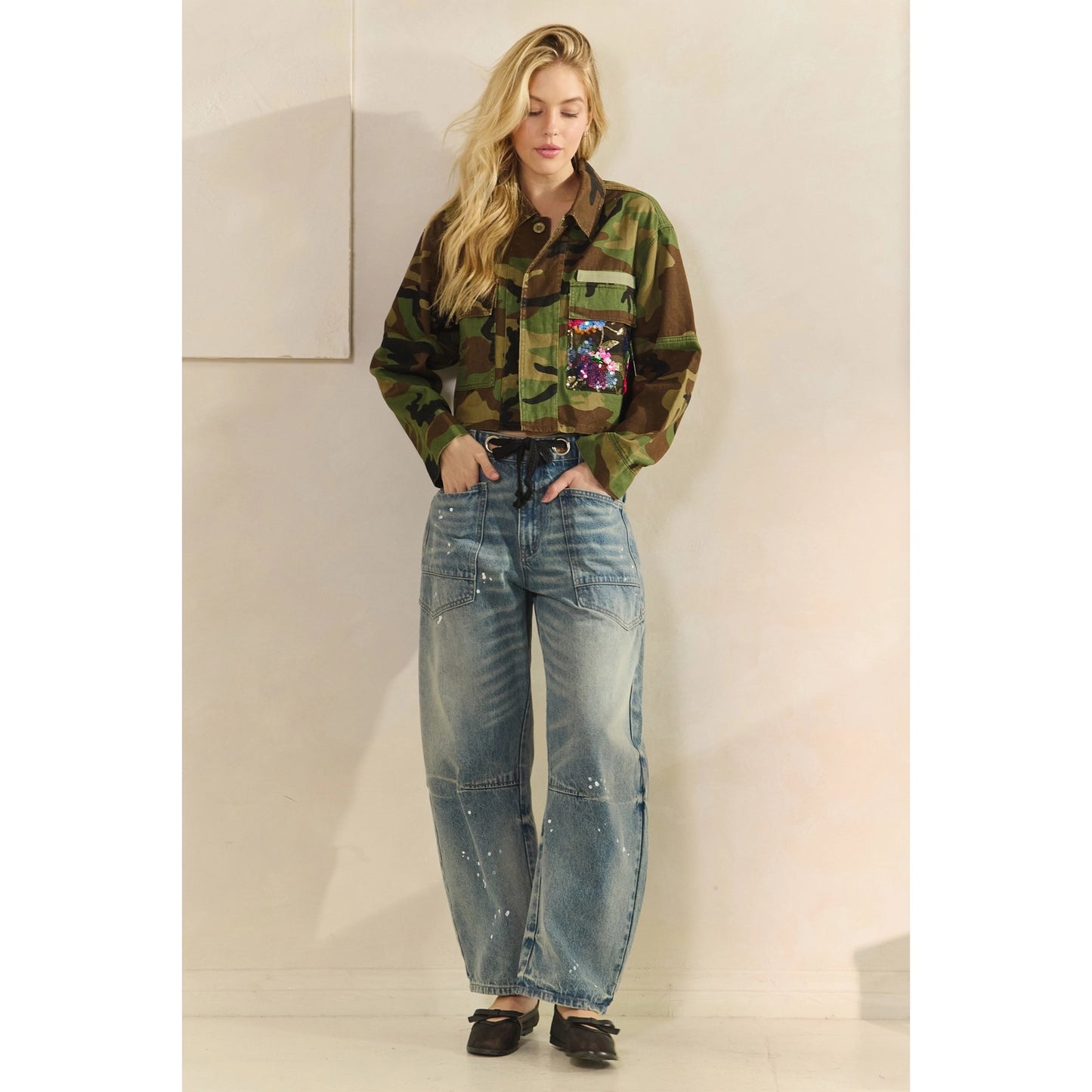 Veveret Camo Sequin Jacket