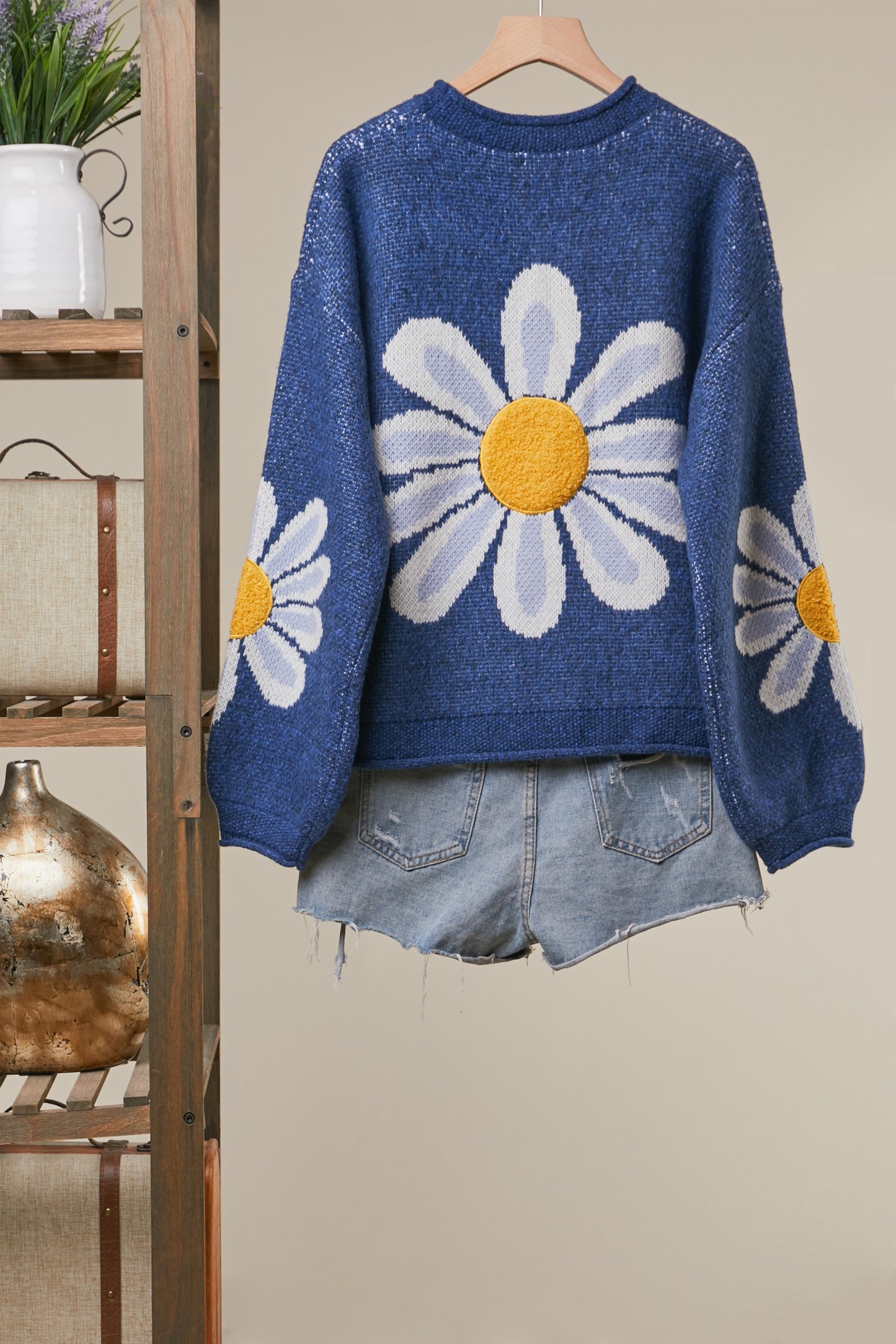 Mello Oversized Daisy Knit Sweater