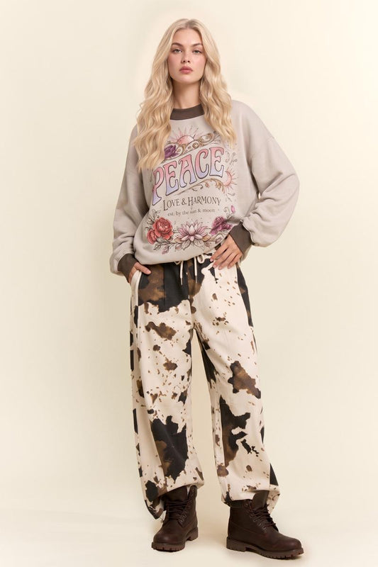 Davi & Dani  Peace & Harmony Floral Graphic Sweatshirt