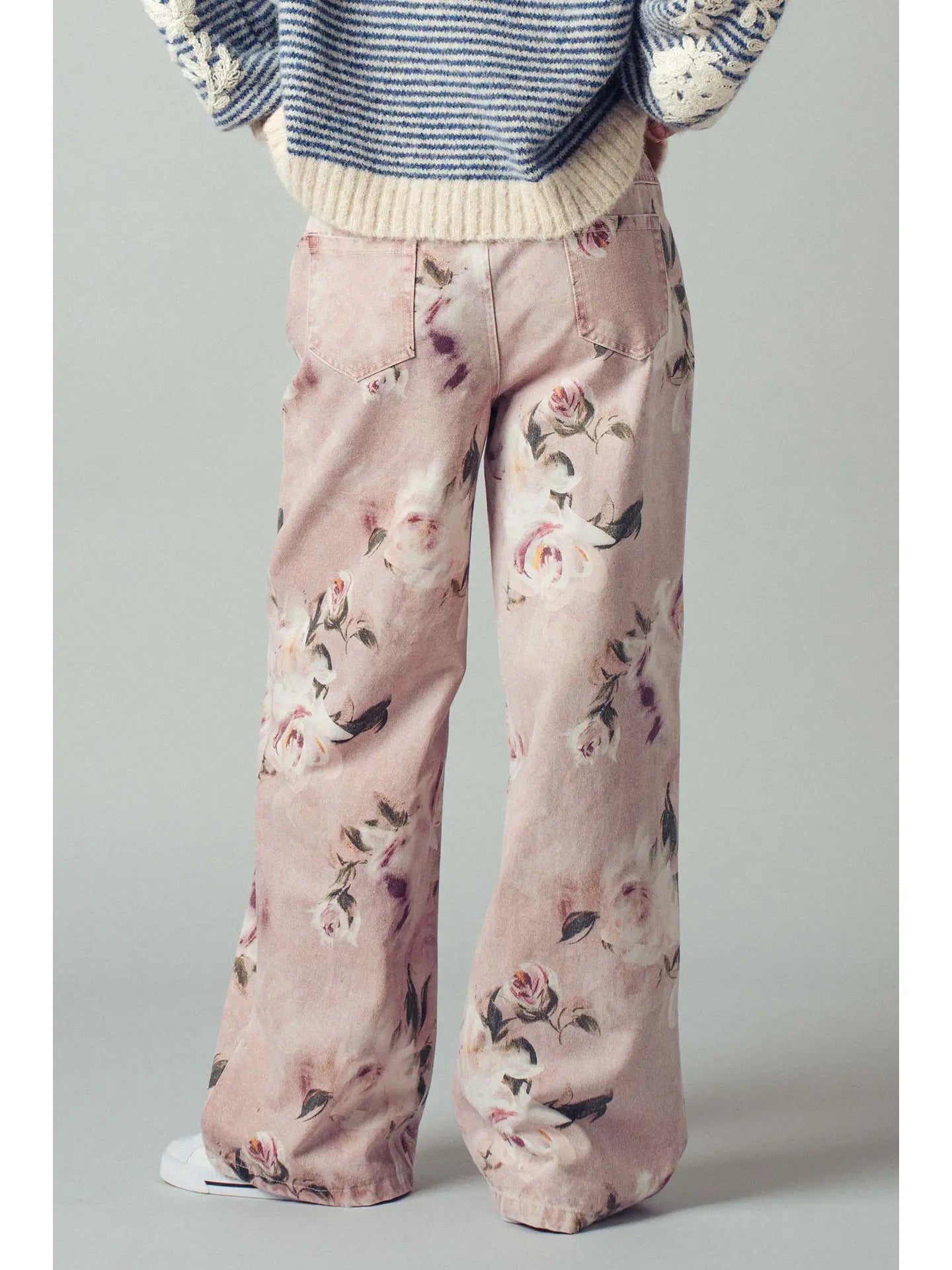 Urban Daizy Rose Print HR Denim Pants