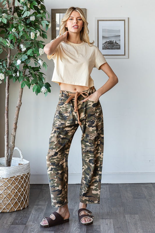 Oli & Hali Distressed Camo Pants