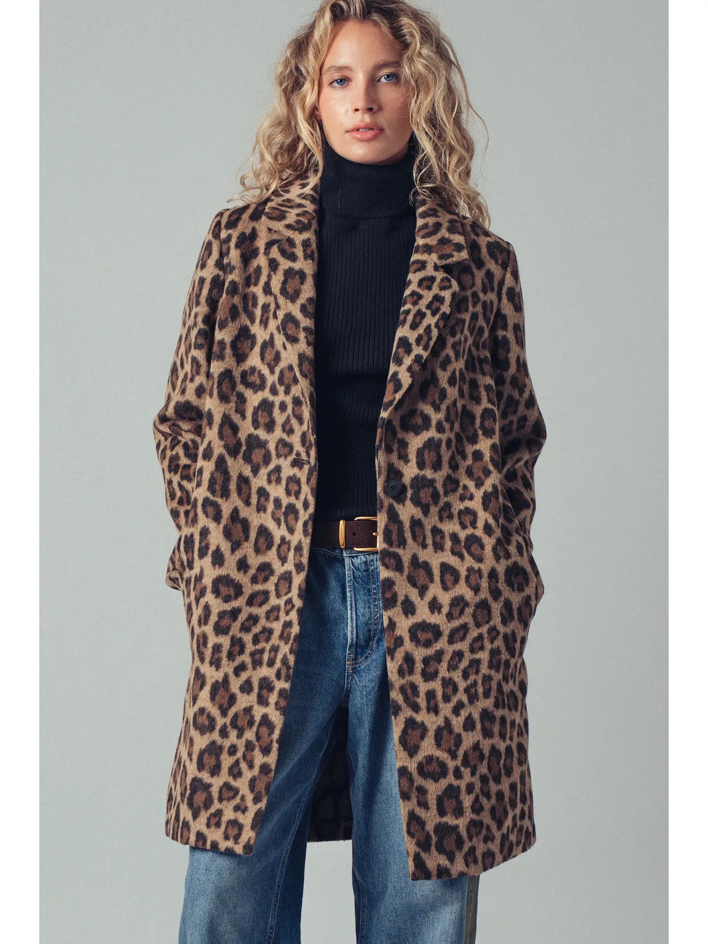 Urban Daizy  Leopard Print Oversized Statement Coat
