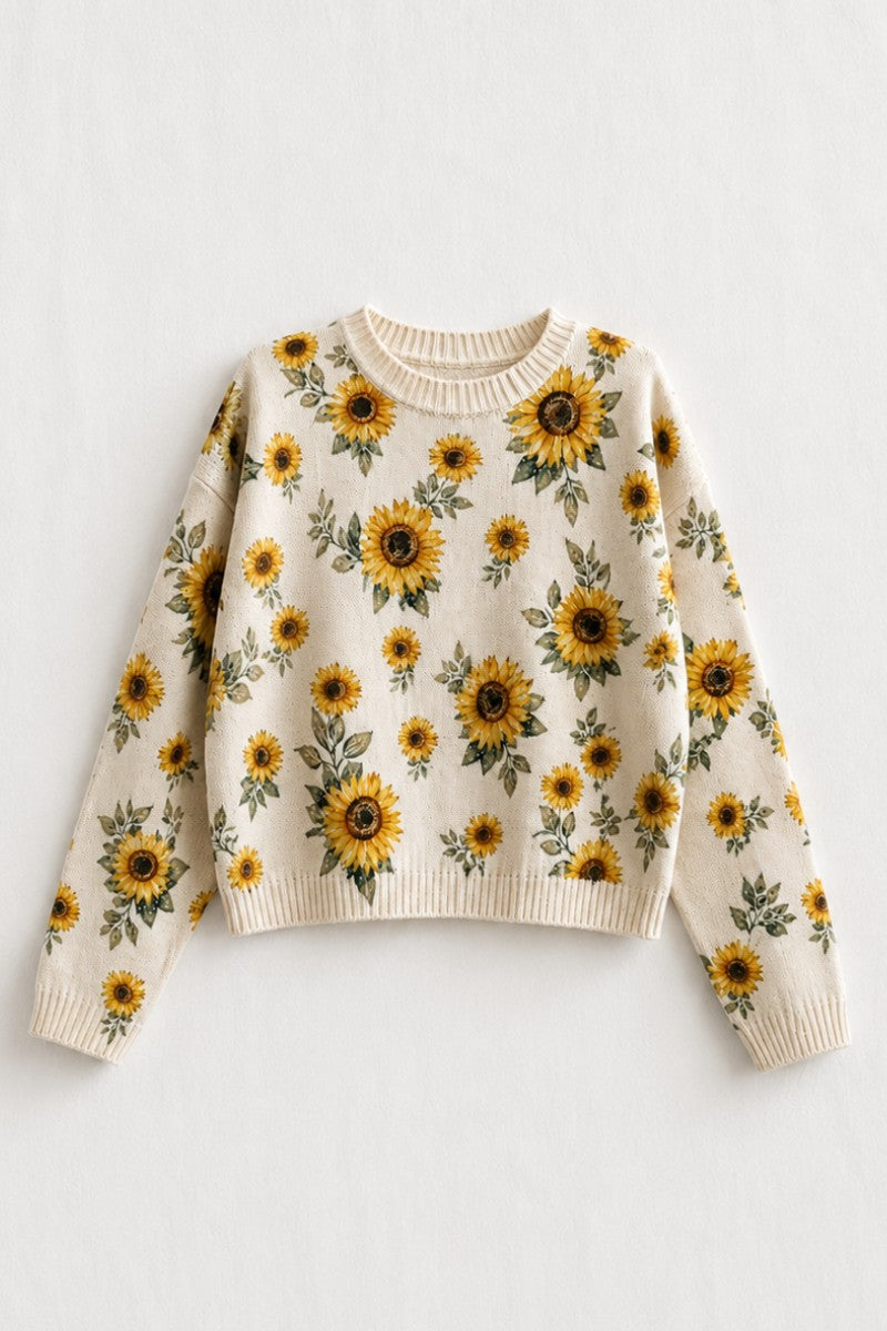 Jade By Jane Sunflower Print Sweater