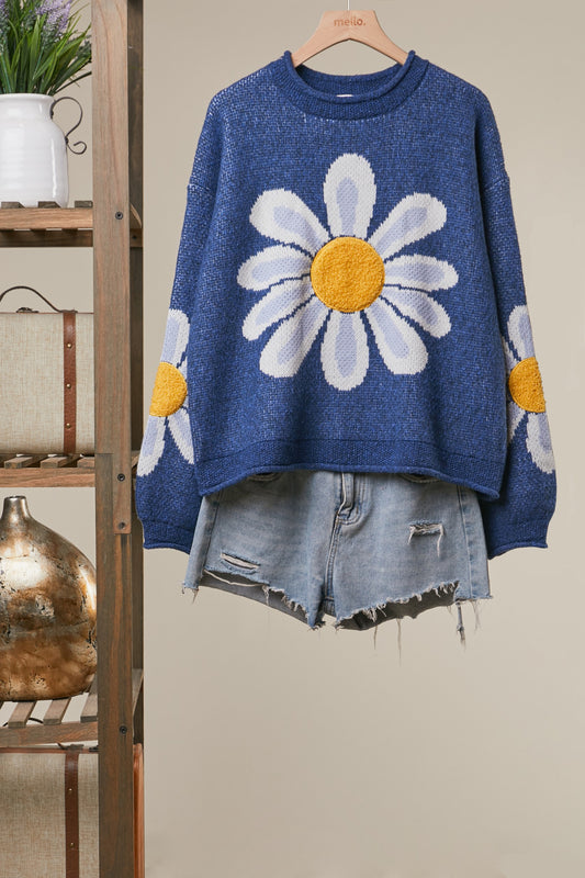 Mello Oversized Daisy Knit Sweater