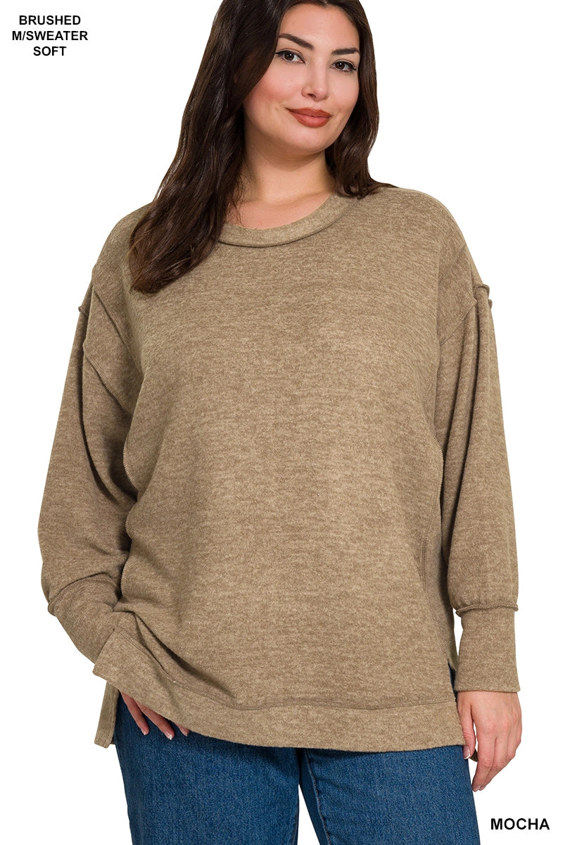 Zenana Brushed Melange Hacci Oversized sweater