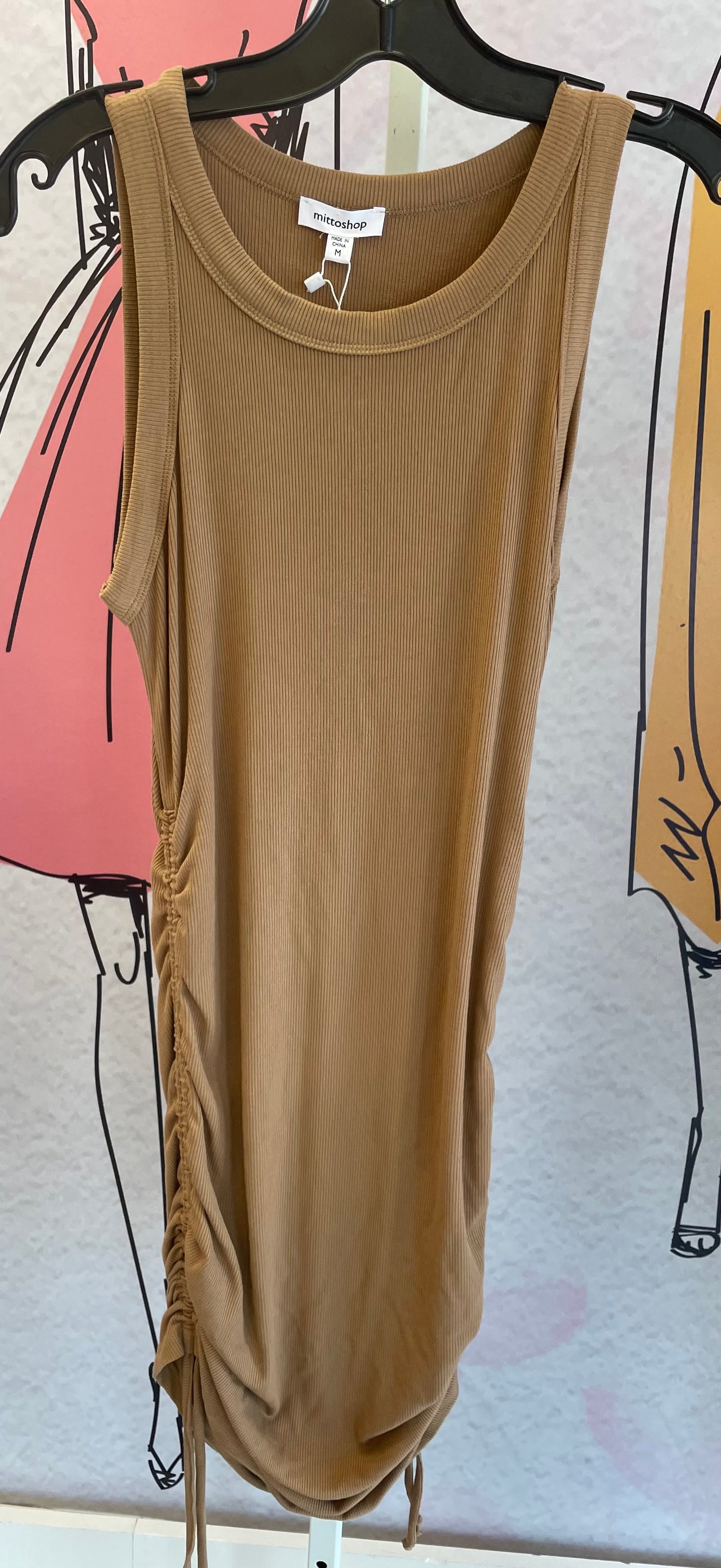Mittoshop Rib Ruched Side Tank Dress