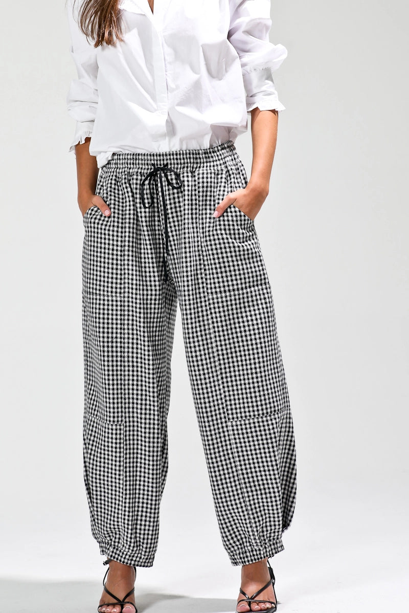 Noaboa Mini Plaid Barrel Shaped Pants