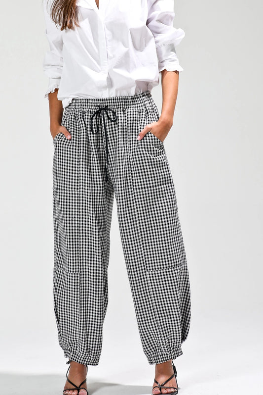 Noaboa Mini Plaid Barrel Shaped Pants