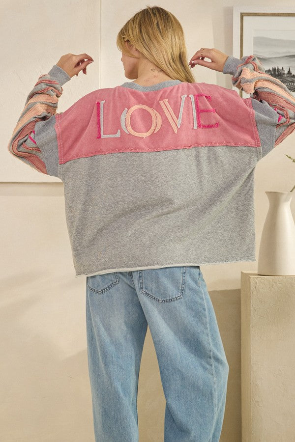 Oli & Hali Washed Stripes Detail Raw Edge Pullover