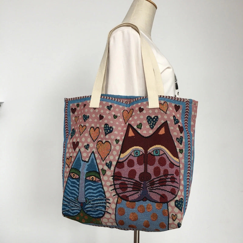 Halcyon Outfitters Cat Themed Canvas Tote