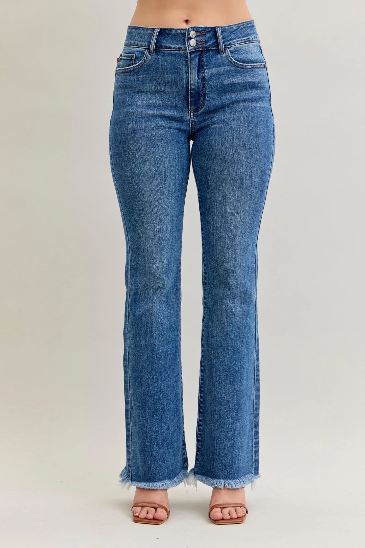 Judy Blue HW Bootcut Dbl. Button WB & Fray Hem