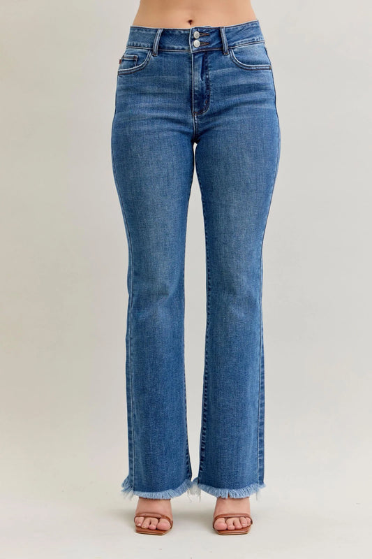 Judy Blue HW Bootcut Dbl. Button WB & Fray Hem