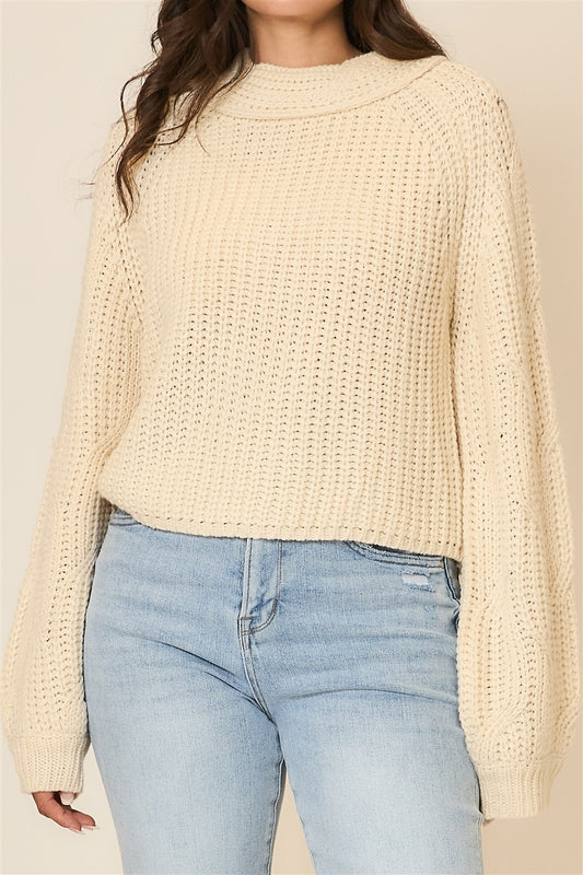 Cozy Co. Mock Neck Cable Knit Sweater