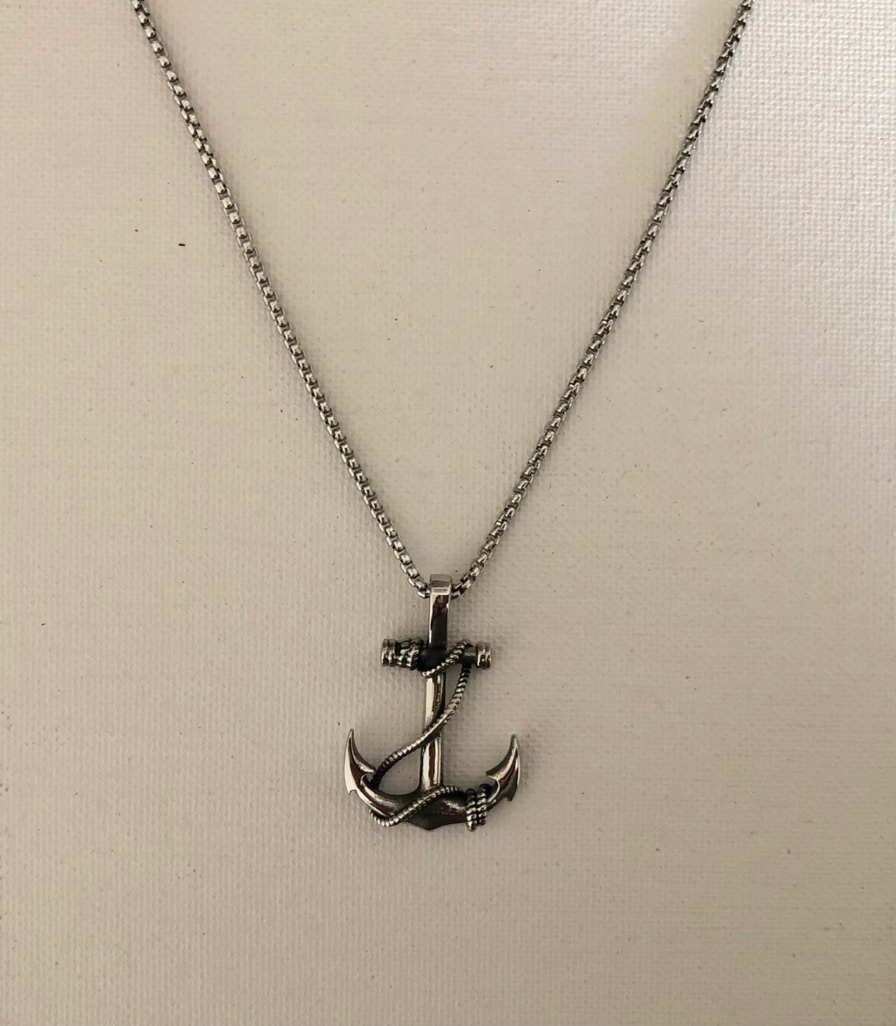 Carol Young Silver Anchor Rope Necklace