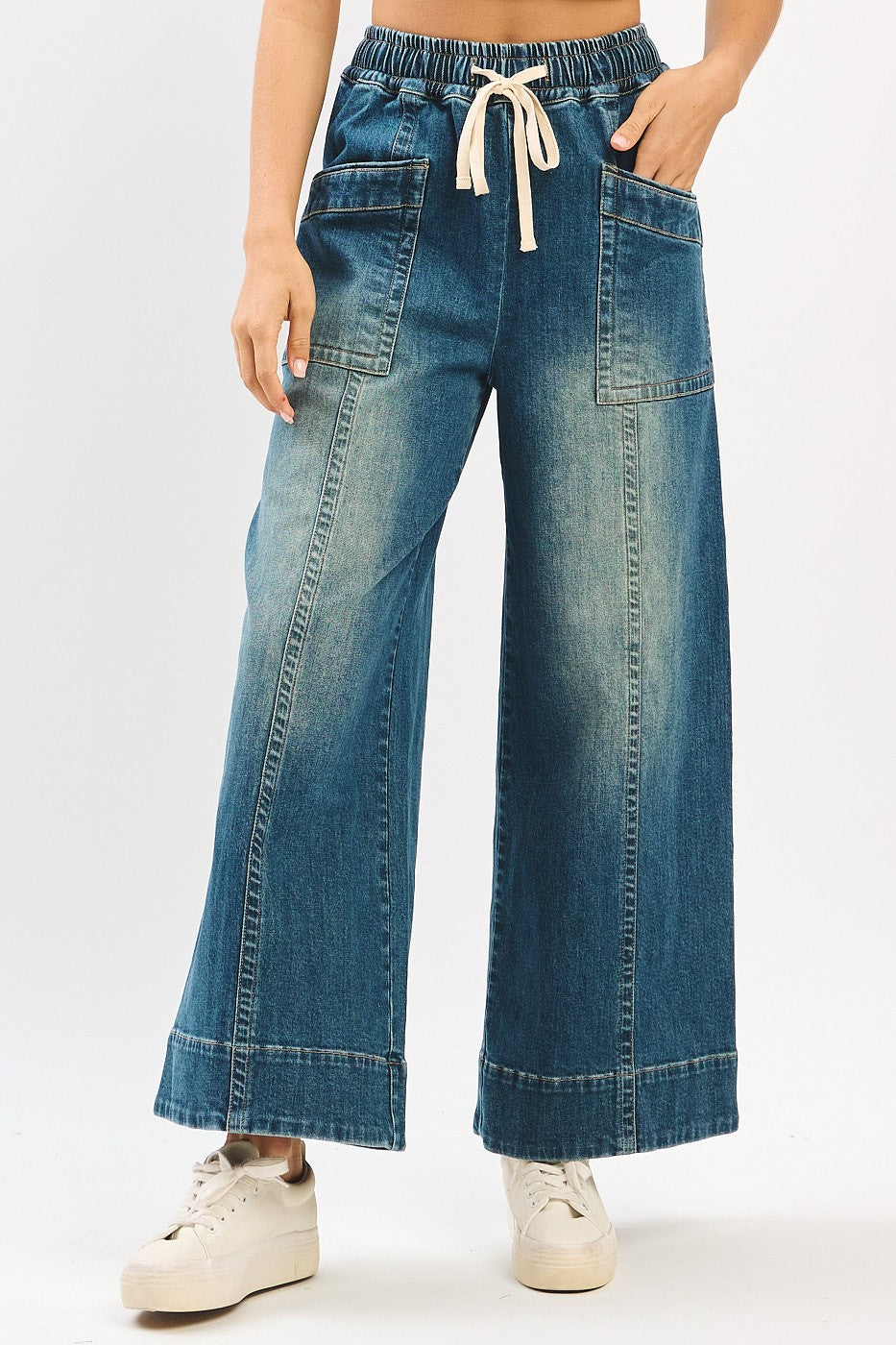 Mittoshop Denim Drawstring Pull on Pants