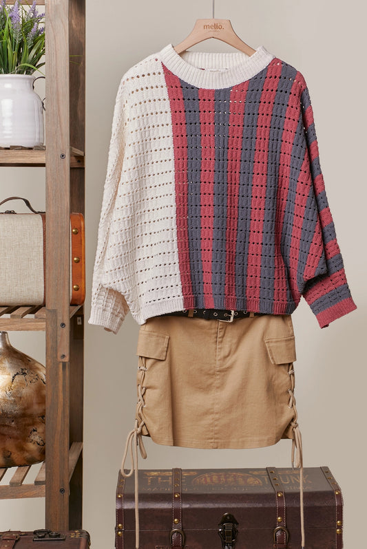 Mello Color Block Striped Sweater